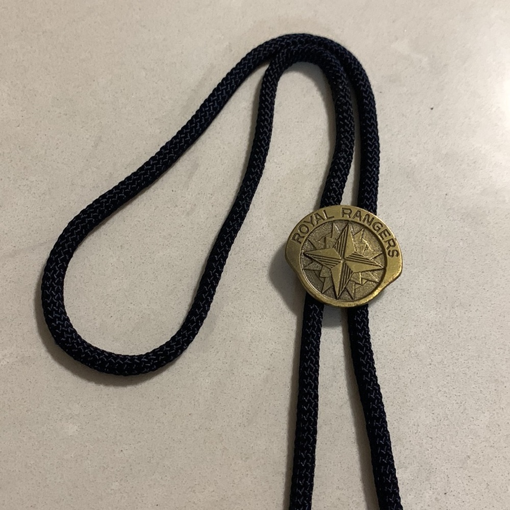 ROYAL Rangers Metal Logo Bolo Tie 16” Textile Cord - Picture 4 of 4